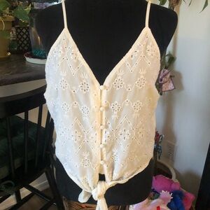 American Eagle eyelet Cream Blouse